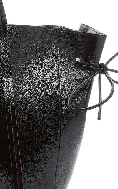 Shop Carolina Santo Domingo Caspia Small Tie-detailed Leather Tote In Black