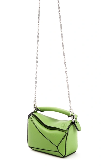 Shop Loewe Puzzle Nano Leather Bag In Green