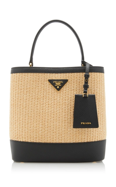 Shop Prada Panier Medium Straw Bag In Neutral