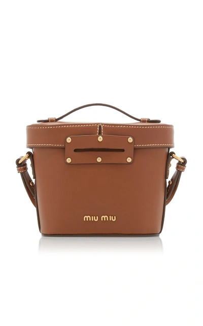 Shop Miu Miu City Calf Bucket Bag In Brown
