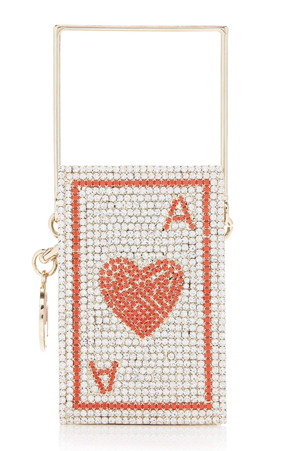 Shop Rosantica Poker Crystal-embellished Brass Mini Top Handle Bag In Red