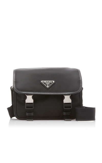 Shop Prada Nylon And Saffiano Leather Crossbody Bag In Black