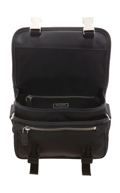Shop Prada Nylon And Saffiano Leather Crossbody Bag In Black