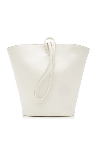 Shop Little Liffner Medium Loop Leather Bucket Bag In White