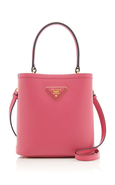 Shop Prada Small Saffiano Leather Panier Bag In Pink