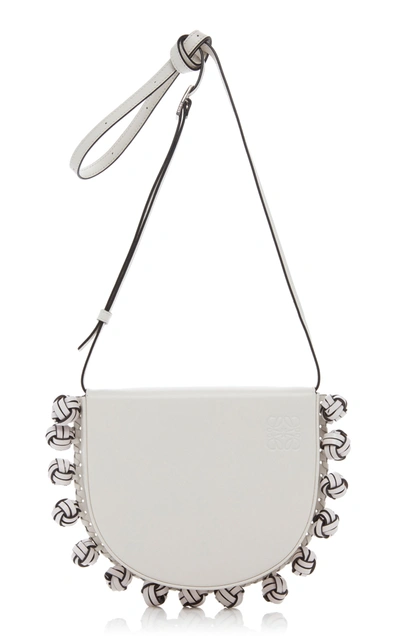 Shop Loewe Heel Knots Leather Crossbody Bag In White