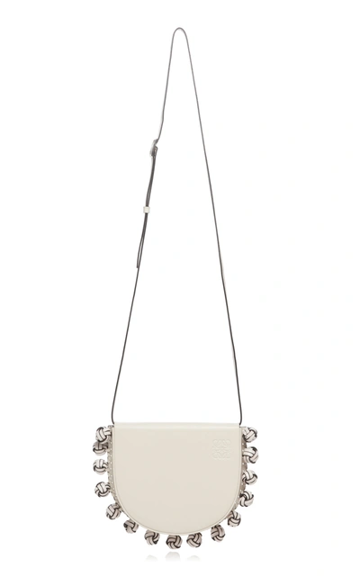 Shop Loewe Heel Knots Leather Crossbody Bag In White