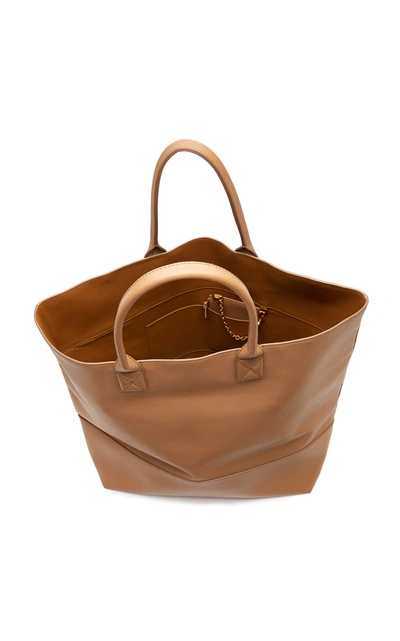 Shop Bottega Veneta Maxi Cabat Leather Tote In Brown