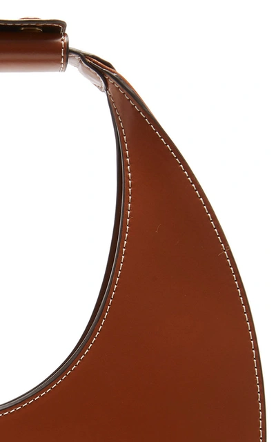 Shop Staud Moon Leather Top Handle Bag In Brown