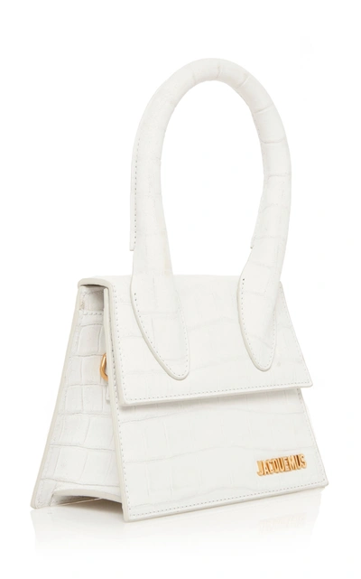 Le Chiquito Moyen Croc effect Leather Bag In White