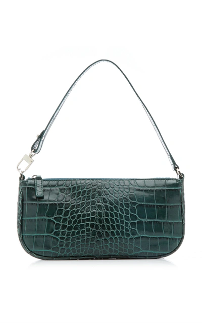 Shop By Far Rachel Croc-effect Leather Shoulder Bag In Green