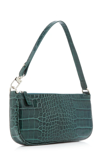 Shop By Far Rachel Croc-effect Leather Shoulder Bag In Green