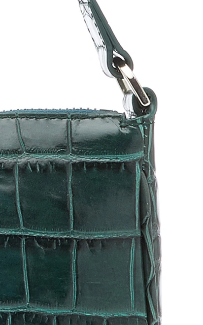 Shop By Far Rachel Croc-effect Leather Shoulder Bag In Green