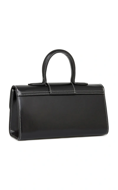 Shop Rylan Small Satchel Contrast Stitch Leather Top-handle Bag In Black