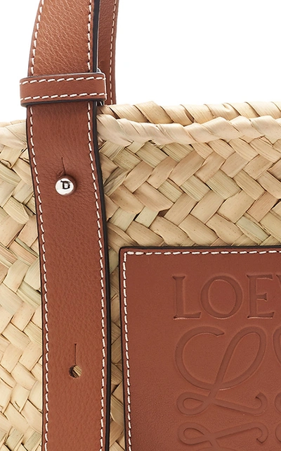 Shop Loewe Small Raffia And Leather Basket Bag In Neutral