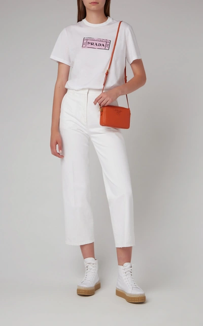 Shop Prada Saffiano Leather Shoulder Bag In Orange
