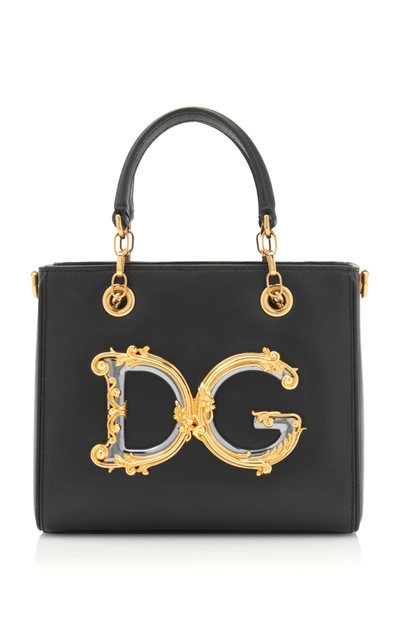 Shop Dolce & Gabbana Logo-embellished Leather Handbag In Black