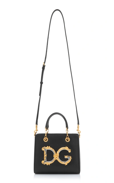 Shop Dolce & Gabbana Logo-embellished Leather Handbag In Black