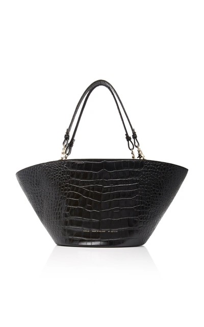 Shop Chylak Croc-effect Leather Tote In Black