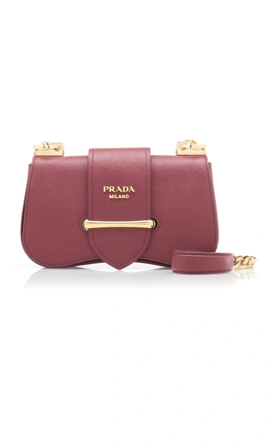 Shop Prada Saffiano Lux Textured-leather Shoulder Bag In Burgundy