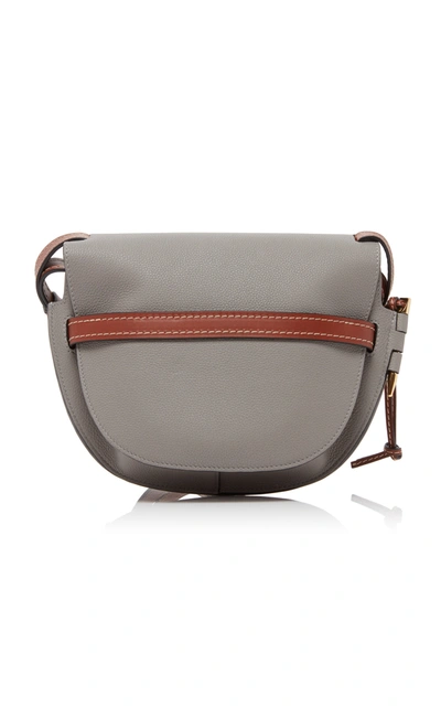 Shop Loewe Gate Small Leather Crossbody Bag In Grey