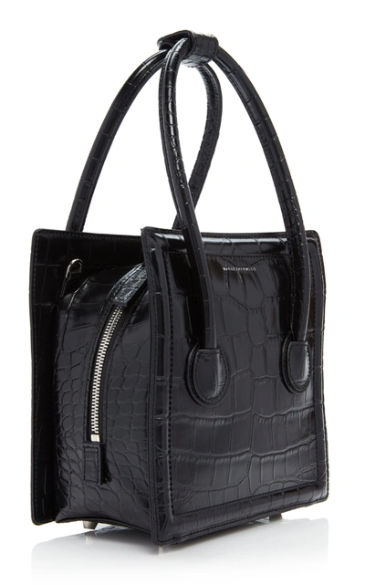 Shop Marge Sherwood Boston S Croc-effect Leather Top Handle Bag In Black