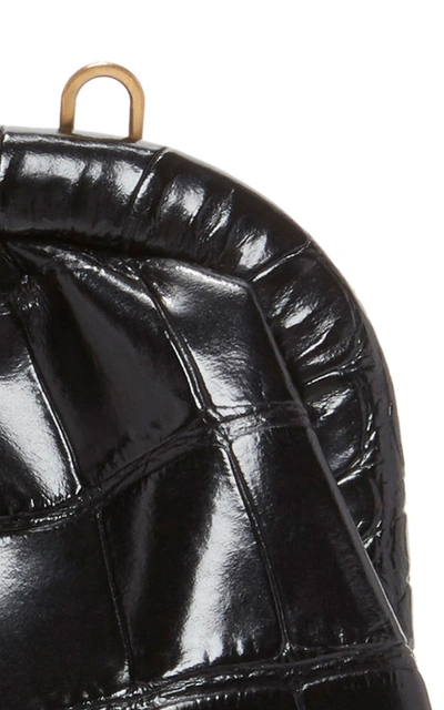 Shop Balenciaga Cloud Croc-effect Leather Coin Purse In Black