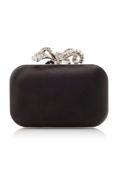 Shop Jimmy Choo Cloud Embellished Satin Clutch In Black