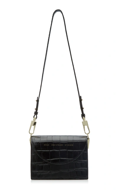 Shop Chylak Croc-effect Leather Shoulder Bag In Black