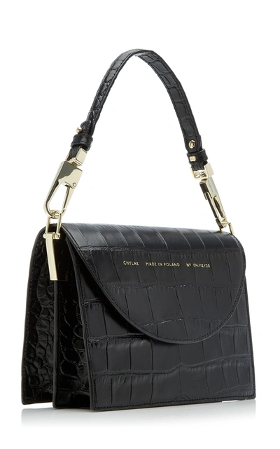 Shop Chylak Croc-effect Leather Shoulder Bag In Black