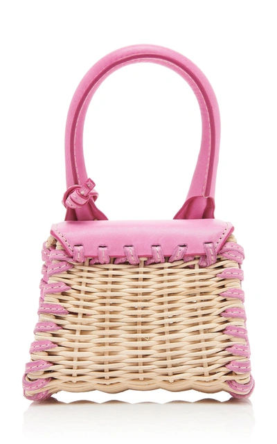 Shop Jacquemus Le Chiquito Wicker And Leather Bag In Pink