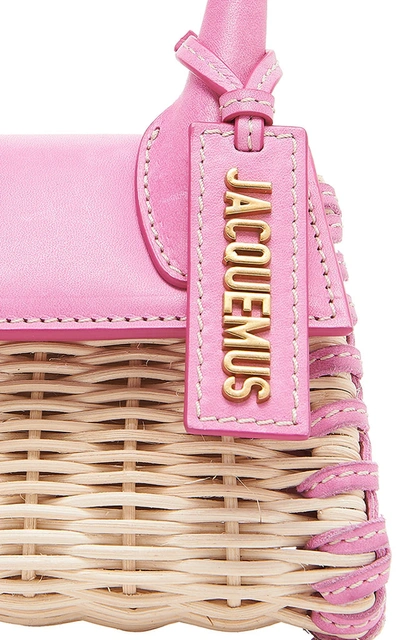 Shop Jacquemus Le Chiquito Wicker And Leather Bag In Pink