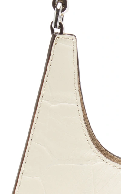 Shop Staud Rey Mini Croc-effect Leather Shoulder Bag In White