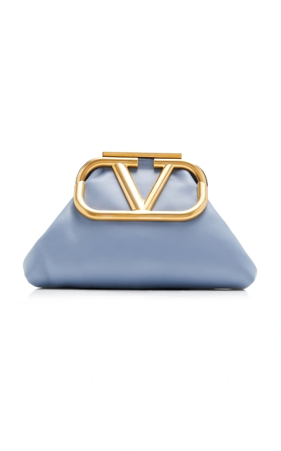Shop Valentino Garavani Supervee Small Leather Clutch In Blue