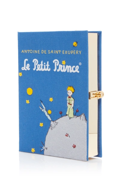 Shop Olympia Le-tan Le Petit Prince Appliquã©d Canvas Book Clutch In Blue
