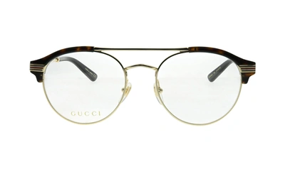 Shop Gucci Gg 0289o 002 Round Eyeglasses In Gold,havana