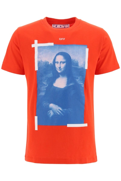Shop Off-white Blue Monalisa Print T-shirt In Red White