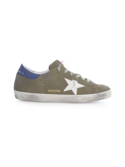 Shop Golden Goose Superstar Suede Upper Leather Star And Heel In Wood Green White Blue