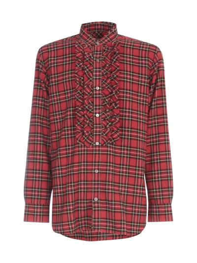 Shop Golden Goose Shirt Argo In Check Tango Red/black