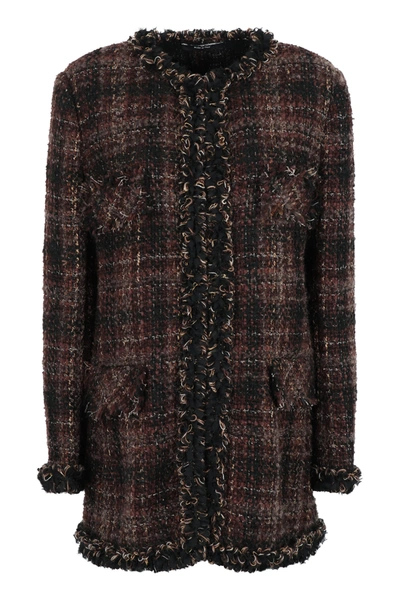 Shop Dolce & Gabbana Tweed Jacket In Brown