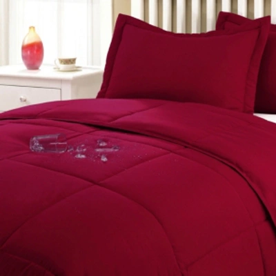 Shop Lotus Home Water And Stain Resistant Microfiber Comforter Mini Set In Red