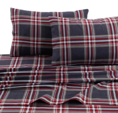 Shop Tribeca Living Heritage Plaid 5-ounce Flannel Printed Extra Deep Pocket Full Sheet Set In Multicolor