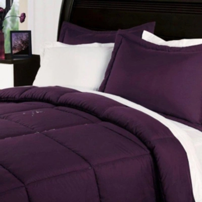 Shop Lotus Home Water And Stain Resistant Microfiber Comforter Mini Set In Purple