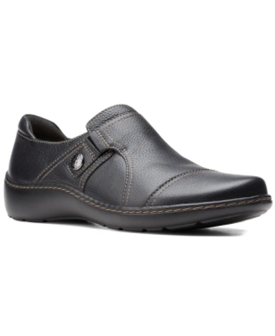 Shop Clarks Women's Collection Cora Poppy Shoes In Black Tumbled Leather