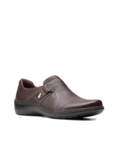 Shop Clarks Women's Collection Cora Poppy Shoes In Dark Brown Tumbled Leather