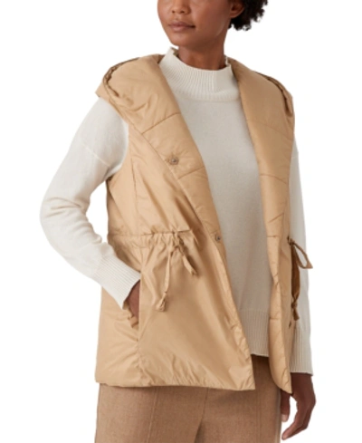 Shop Eileen Fisher Hooded Vest In Honey