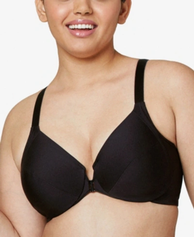 Shop Glamorise Women's Plus Size Front Close Wonder Wire Bra With Smoothing Back In Black