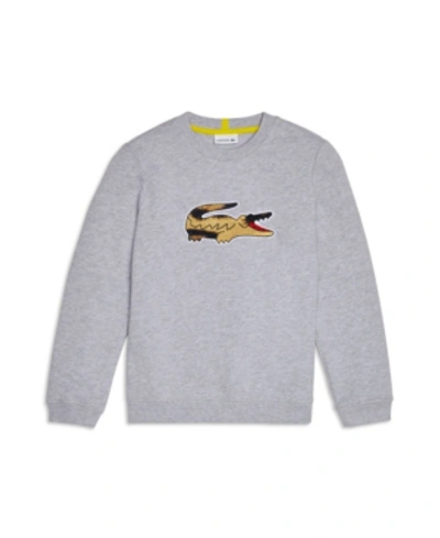Shop Lacoste X National Geographic Little Boys Sweatshirt In Silver-tone Chine, Leopard