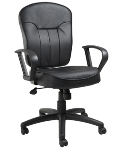 Shop Boss Office Products Leather Task Chair W/ Loop Arms In Black
