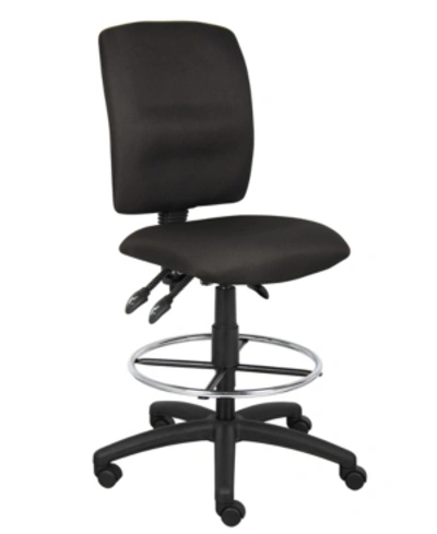 Boss Office Products Multi-function Drafting Stool With Adjustable Arms In Black